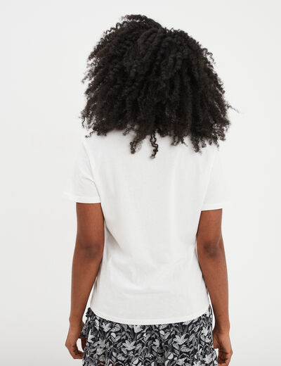 T-shirt coton manches courtes ecru femme