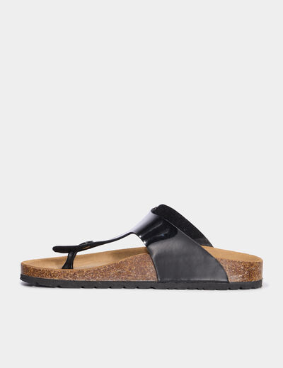Mules plates entredoigts noir femme