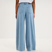 Jean large taille mi-haute &agrave; pinces denim triple stone femme