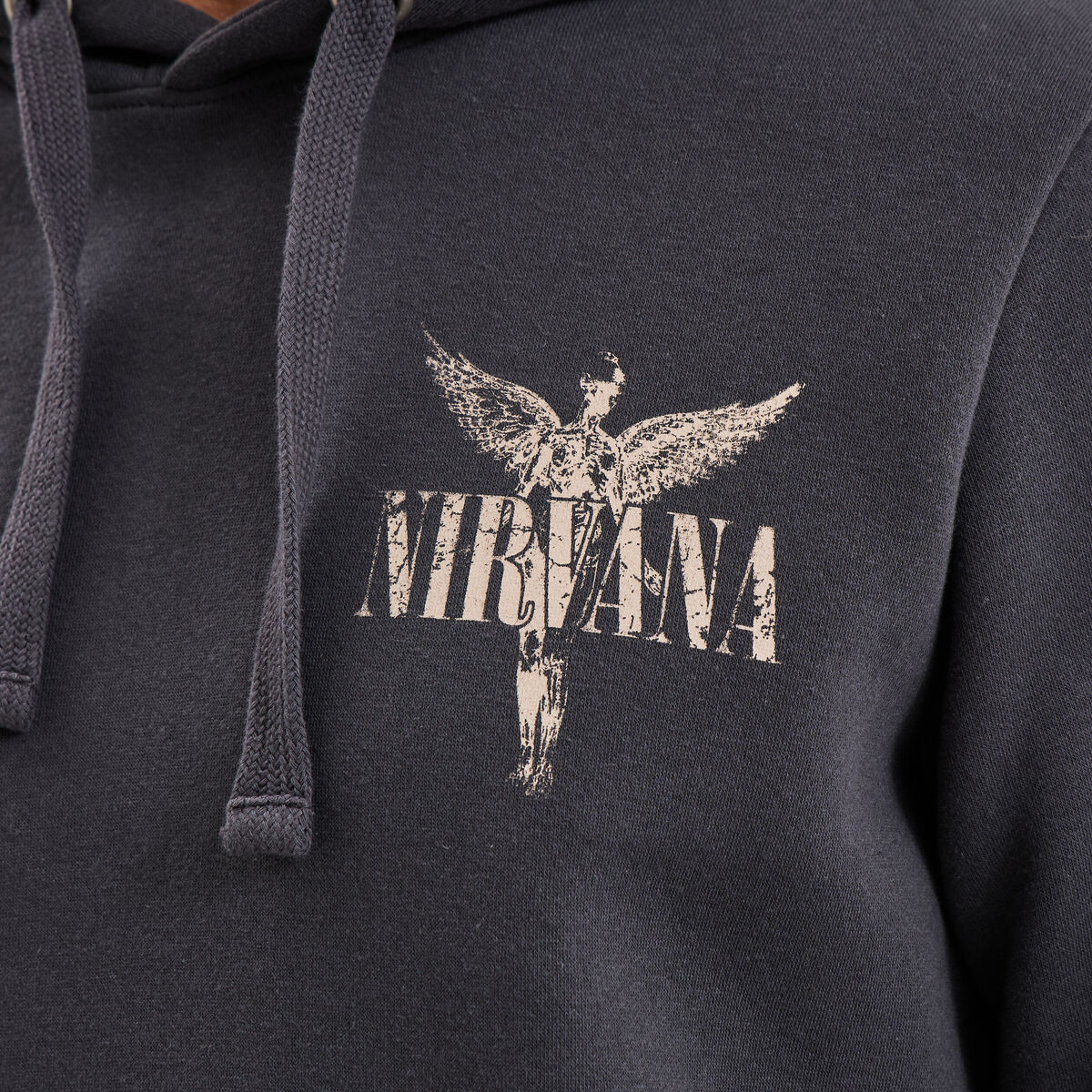 Sweat hoodie 1 poche Nirvana gris fonc&eacute; homme