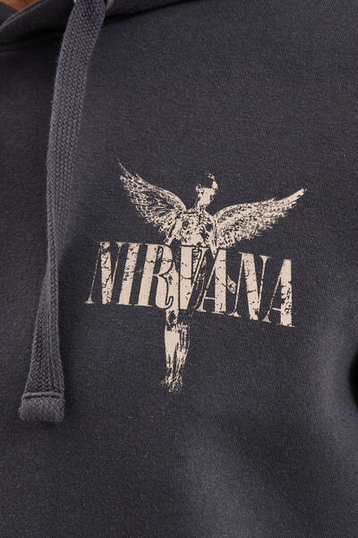Sweat hoodie 1 poche Nirvana gris fonc&eacute; homme