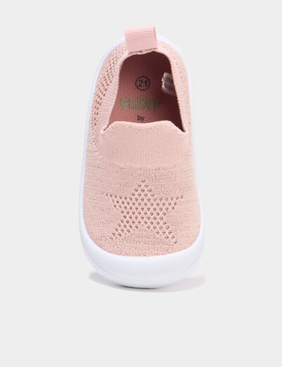 Tennis semelle souple bout renforc&eacute; rose b&eacute;b&eacute; fille