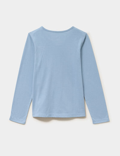 Ensemble pyjama t-shirt et pantalon bleu gris fille