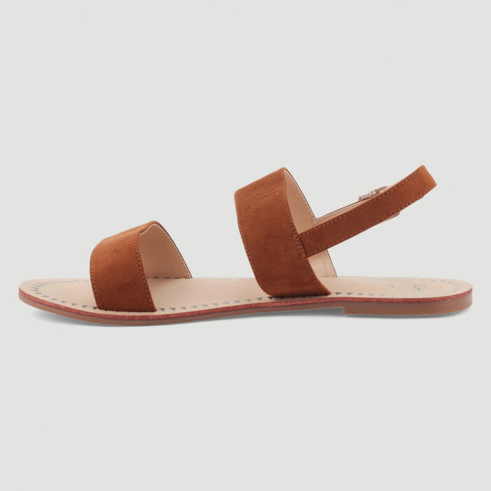 Sandales plates à double bride femme marron