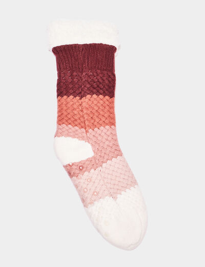 Chaussettes d'intérieur fourrées rose femme