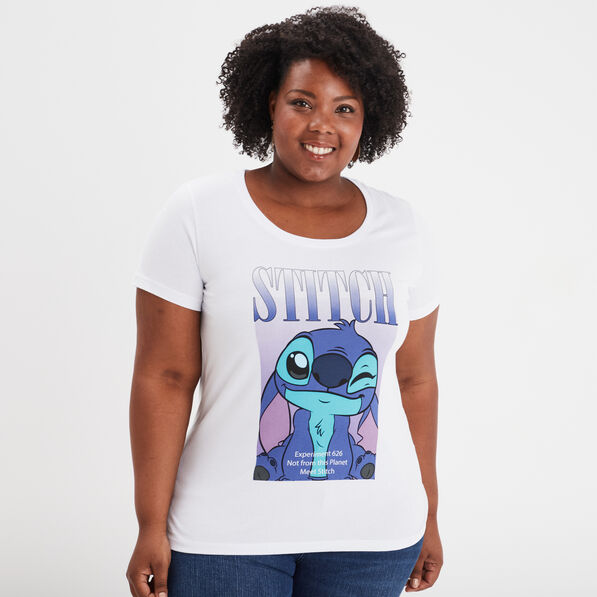 t shirt manches courtes coton stitch blanc femmegt T-shirt manches courtes coton Stitch blanc femme grande taille