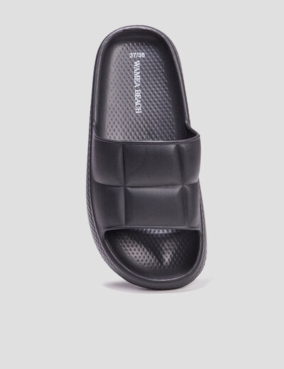 Mules compensées matelassés Wamea Beach noir femme