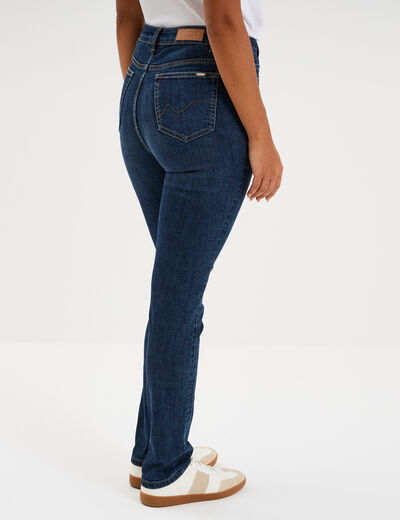 Jeans slim taille haute denim brut femme