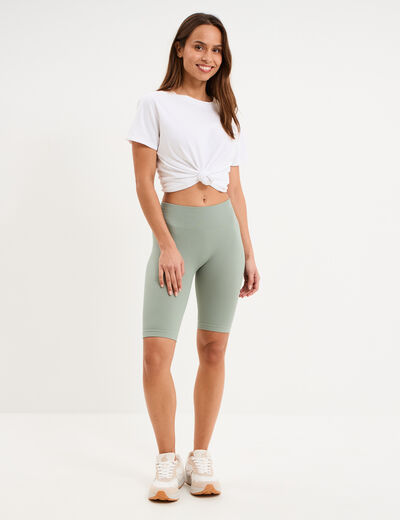 Short cycliste de sport c&ocirc;tel&eacute; stretch vert pastel femme