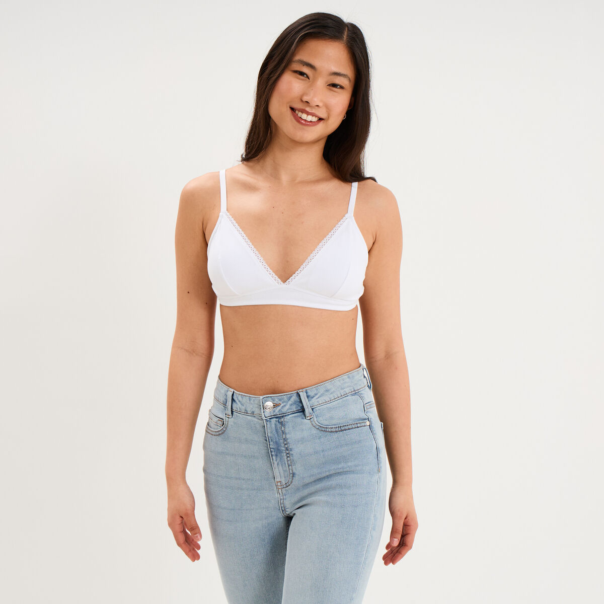 Soutien-gorge triangle padd&eacute; coton blanc femme