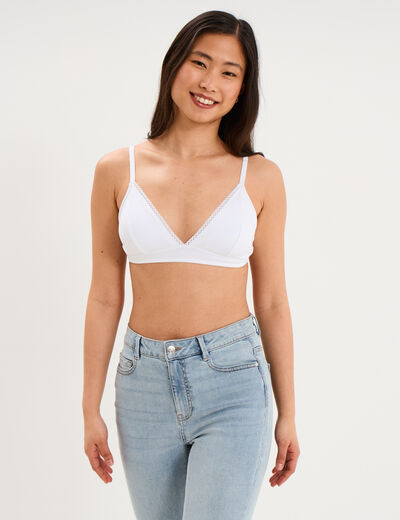 Soutien-gorge triangle padd&eacute; coton blanc femme