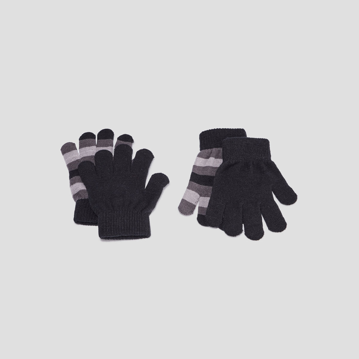 Lot 2 paires gants noir gar&ccedil;on