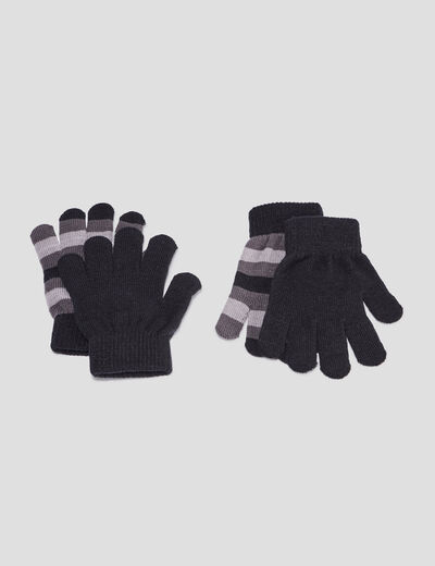 Lot 2 paires gants noir garçon