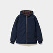 Blouson r&eacute;versible &agrave; capuche zipp&eacute; bleu marine homme