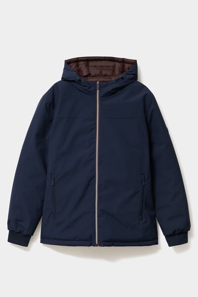 Blouson r&eacute;versible &agrave; capuche zipp&eacute; bleu marine homme