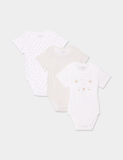 Lot 3 bodies US coton manches courtes blanc bébé