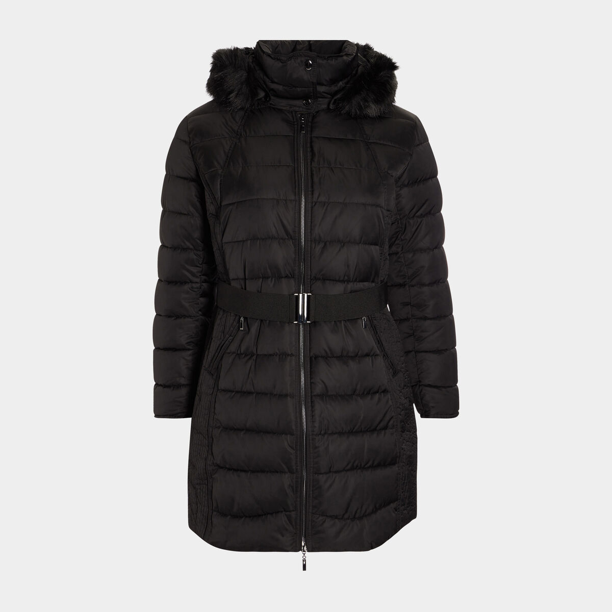 Doudoune longue déperlante à capuche noir femme grande taille