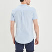 Chemise manches courtes lin mélangé bleu ciel homme