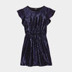 Robe à sequins et volants Liberto bleu marine fille