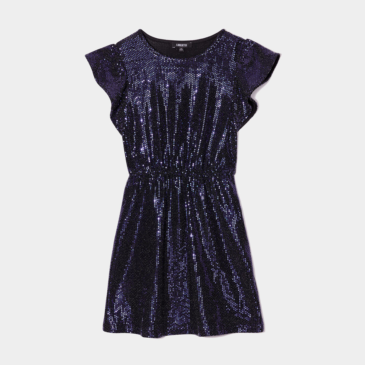 Robe à sequins et volants Liberto bleu marine fille