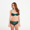 Shorty en micro dentelle vert foncé femme