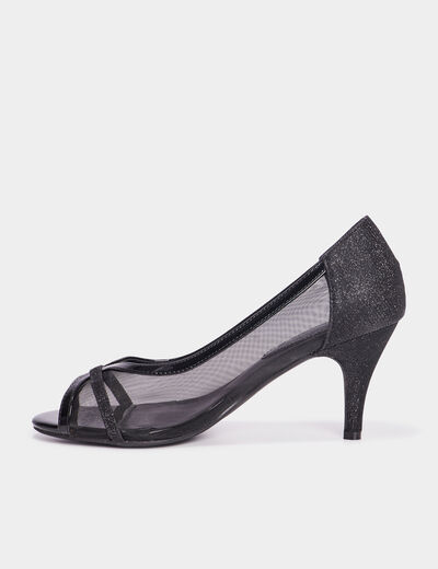 Escarpins talons et mesh Mosquitos noir femme