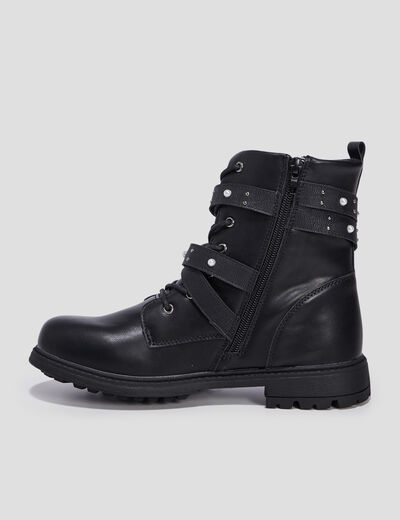 Bottines avec brides cloutées noir fille