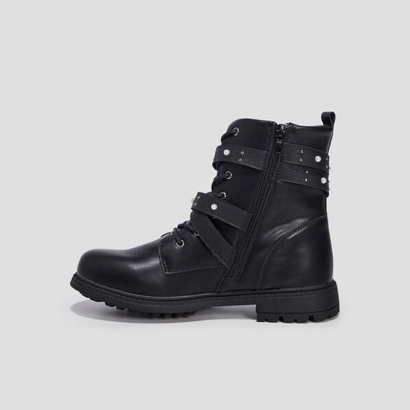 bottines avec brides cloutees noir fille Bottines avec brides cloutées noir fille
