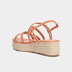 Sandales compensées brides croisées orange clair femme