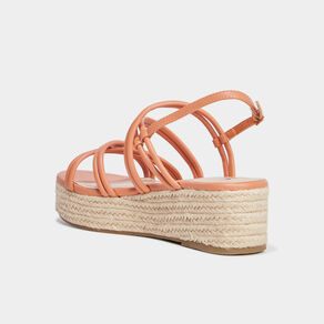 Sandales compensées brides croisées orange clair femme