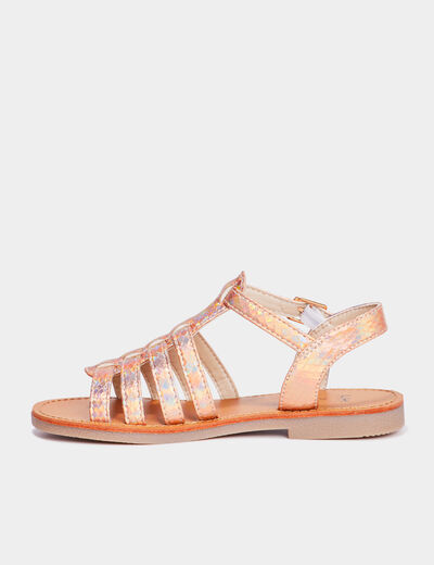 Sandales aspect croco brides irisées couleur argent fille