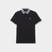 Polo coton stretch droit manches courtes noir homme