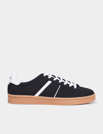 Tennis basses à lacets effet daim noir homme