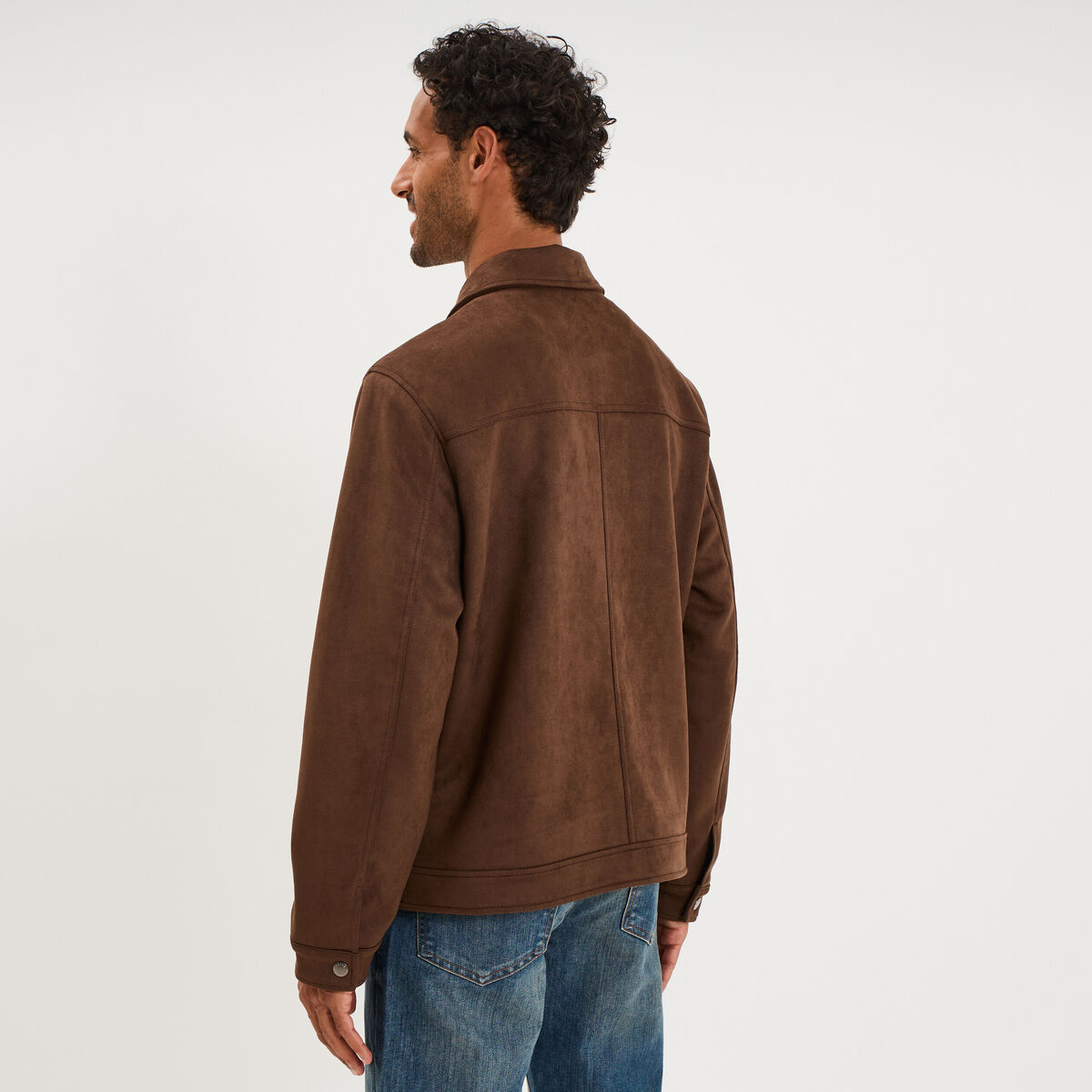 Veste droite zipp&eacute;e effet simili cuir camel homme