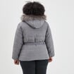 Doudoune capuche fausse fourrure gris clair femme grande taille