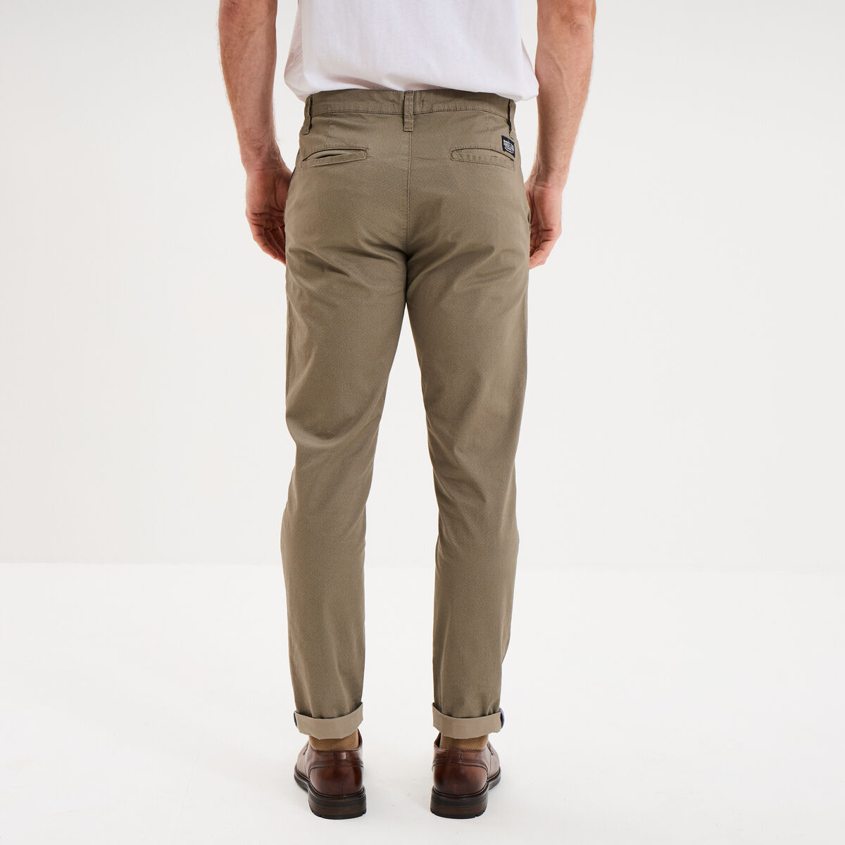 Pantalon chino slim stretch vert olive homme
