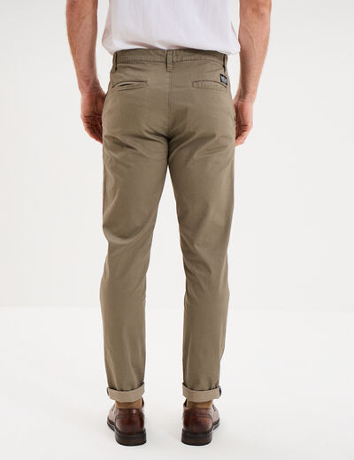 Pantalon chino slim stretch vert olive homme
