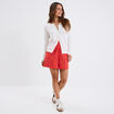 Gilet manches longues boutonné col rond ivoire femme