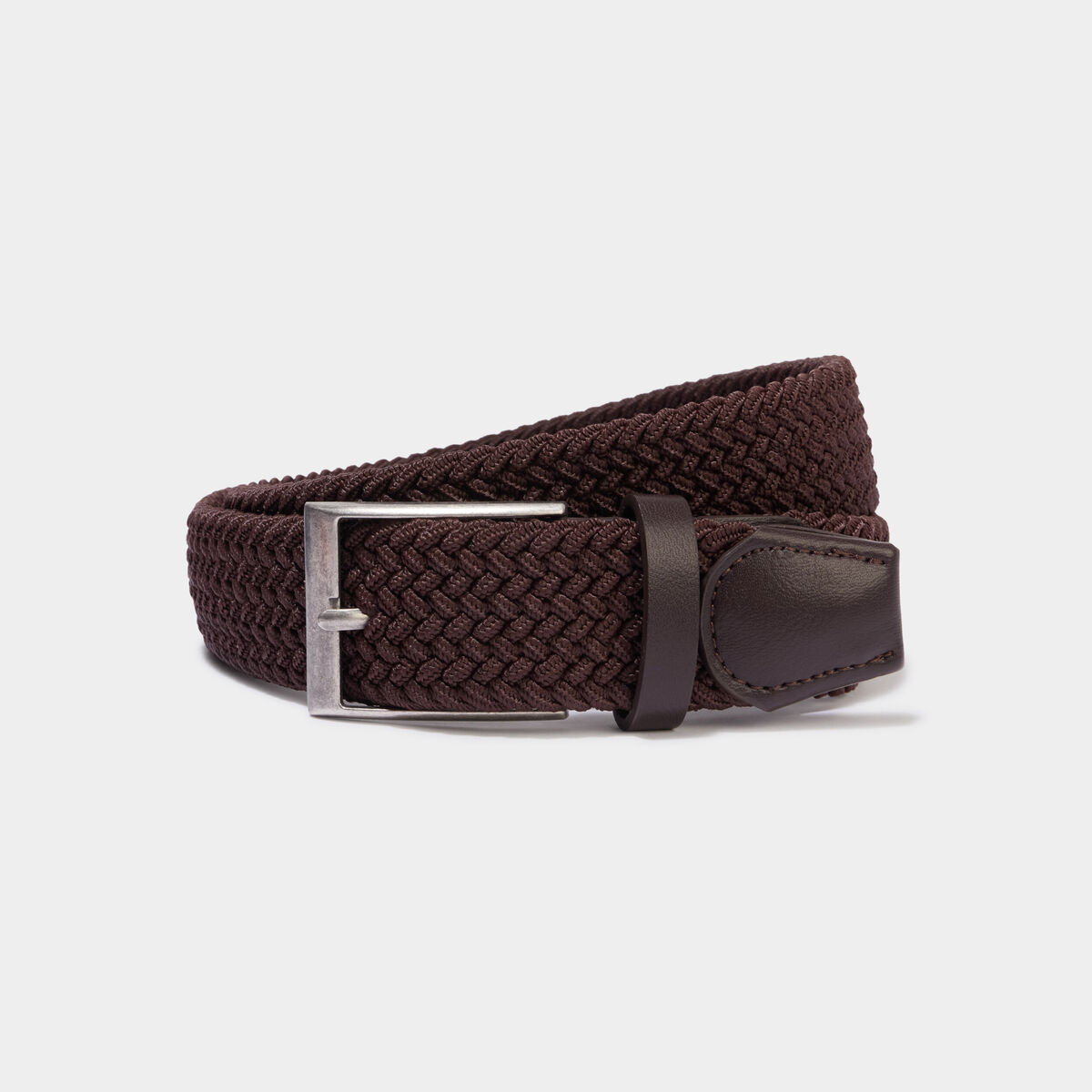 Ceinture tress&eacute;e marron fonc&eacute; homme