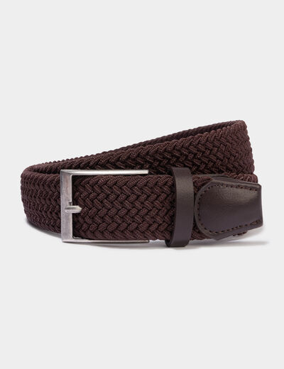 Ceinture tress&eacute;e marron fonc&eacute; homme