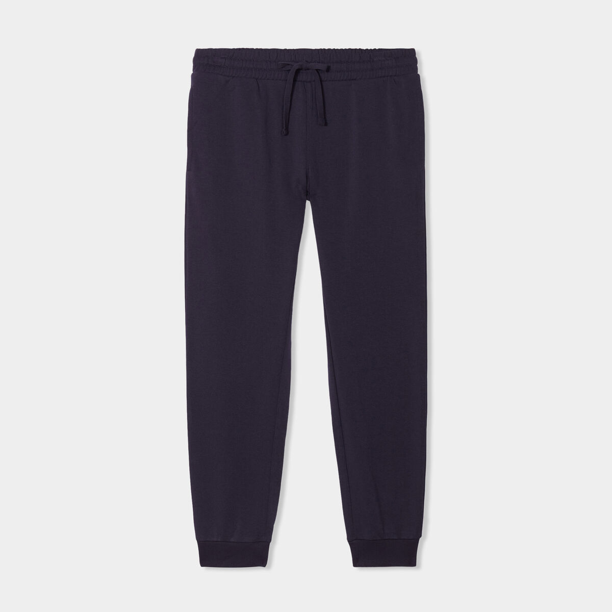 Pantalon jogging droit molleton bleu marine homme