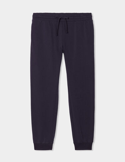 Pantalon jogging droit molleton bleu marine homme
