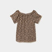 T-shirt gaufr&eacute; avec manches &agrave; noeuds beige clair femme grande taille