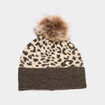Bonnet &agrave; pompon fausse fourrure sable femme