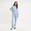 Sweat hoodie molleton &agrave; capuche bleu clair femme