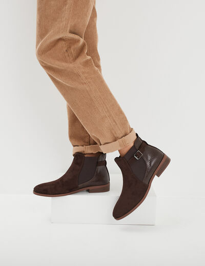 Bottines chelsea avec boucles marron foncé femme