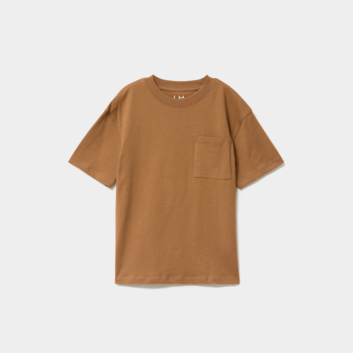 T-shirt oversize 1 poche manches courtes marron gar&ccedil;on