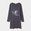 Chemise de nuit manches longues coton bleu gris femme