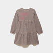 Robe courte trap&egrave;ze &agrave; volants coton marron fille