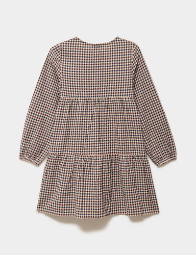 Robe courte trap&egrave;ze &agrave; volants coton marron fille
